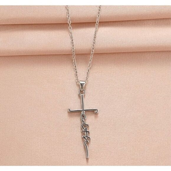 Faith Cross Necklace Symbol of Belief and Strength Ladies Zinc Alloy Necklace gi - Picture 2 of 2